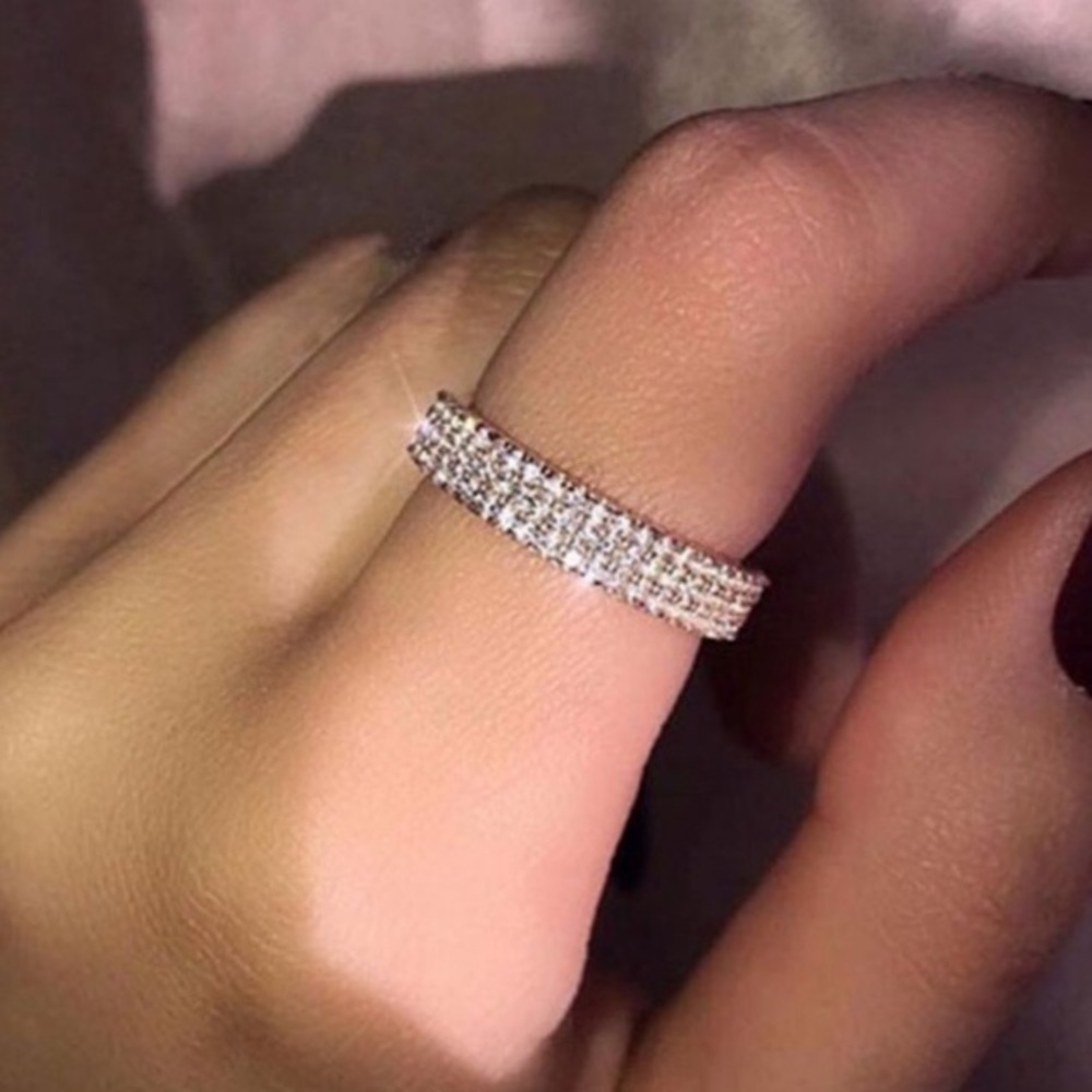 Sterling silver eternity wedding band ring - Picture 7 of 8